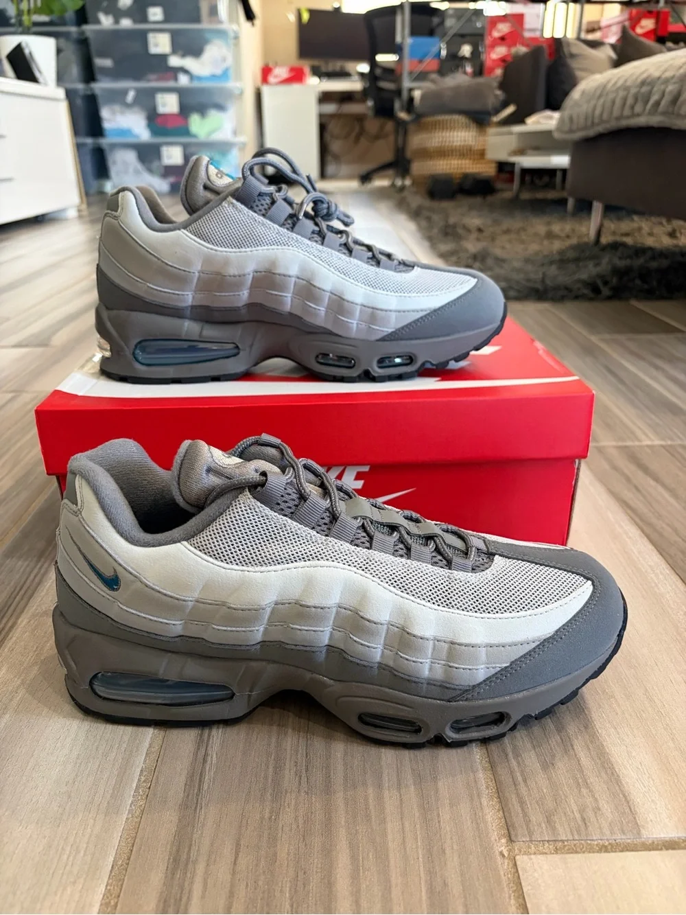 Men's Nike Air Max 95 OG Big Bubble Shoes - Smoke Grey Blue IH4457-003